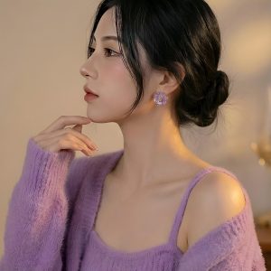 Amethyst Petal Studs