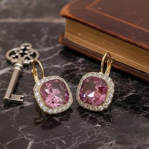 Garnet Halo Earrings