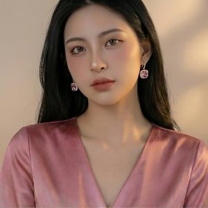 Garnet Halo Earrings